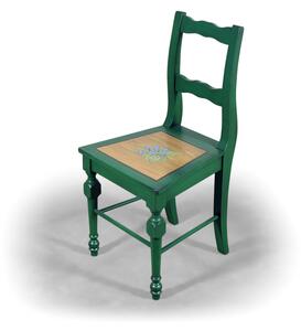 Malovaná židle s motivem krkonošského hořce