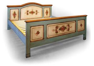 Malovaná dvoulůžková postel s obloukem