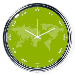 Zelené svisle zrcadlené hodiny s mapou (32 cm)