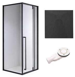 BPS-koupelny Čtvercový sprchový kout HYD-SK11B 90x90 černá/transparent + vanička HYD-SSV-RIKO černá