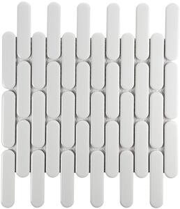 The Mosaic Factory Obklad keramická bílá Mozaika White Glossy Oval 2,3x9,8 (30x30) cm - SEO23100