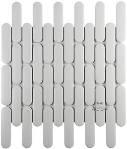 The Mosaic Factory Obklad keramická bílá Mozaika White Mat Oval 2,3x9,8 (30x30) cm - SEO23140