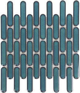 The Mosaic Factory Obklad keramická zelená; modrá; tyrkysová Mozaika Azur Blue Speckle Oval 2,3x9,8 (30x30) cm - SEO23625