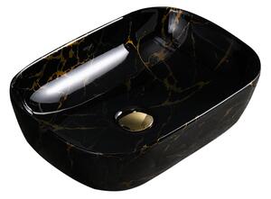 BPS-koupelny Keramické umyvadlo na desku HYD-MO-BL-MAR4-455 44,5x32,5 cm, černý mramor