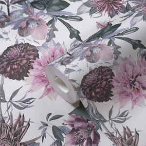 A.S. Création | Vliesová tapeta na zeď Dream Flowery 38175-2 | 0,53 x 10,05 m | bílá, fialová, šedá