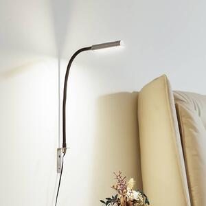 Lindby LED lampa na čtení Flexola, nikl, hranatá, kov, zástrčka