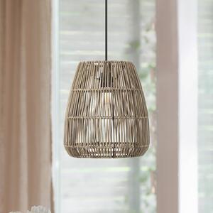 PR Home Závěsné svítidlo Saigon, ratanový vzhled, šedá barva, Ø 28 cm