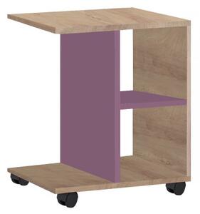 Dětský boční stolek Kinder - dub šedý/fialová