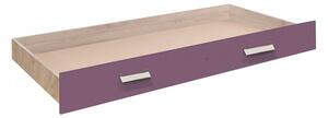 Dětská zásuvka pod postel Kinder - dub šedý/fialová