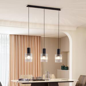Lucande závěsné svítidlo Eirian, 90 cm, 3 světla, černá, sklo