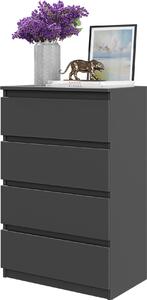 FURNICA - GABRIEL - Komoda se 4 zásuvkami - antracitov edá V92cm 60cm H33cm