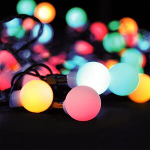 Solight LED 2v1 venkovní vánoční řetěz, koule, dálkový ovladač, 100LED, RGB plus bílá, 10m plus 5m, 8 funkcí, IP44 1V08-RGB
