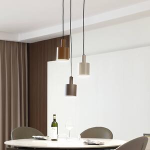 Závěsná lampa Lindby Ovelia, hnědá/káva/béžová, 3 světla, E27