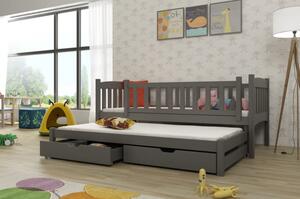 Dětská postel s přistýlkou a šuplíky ADINA - 70x160, grafit