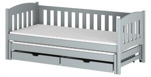 Dětská postel s přistýlkou a šuplíky ADINA - 70x160, šedá