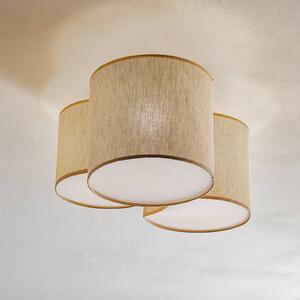 TK Lighting Stropní světlo Mona Nature, 3-flg., len přírodní, stmívatelný, Obývací pokoj / jídelna, Textil / tkanina / hedvábí, Moderní