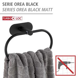 WENKO Věšák na ručník BEZ VRTÁNÍ TurboLoc OREA BLACK černý 13x21x8 cm