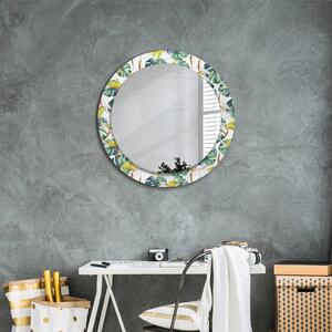 Kulaté dekorační zrcadlo na zeď Tropické listy