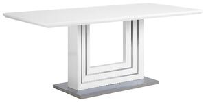 Bílý jídelní stůl 180x90 cm se základnou s nerezové oceli KALONA