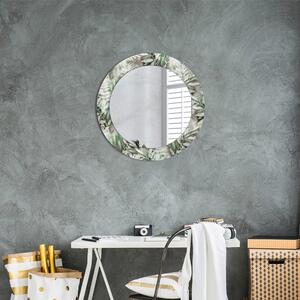 Kulaté dekorační zrcadlo na zeď Listy do akvarelu