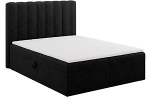 Černá čalouněná dvoulůžková postel boxspring MICADONI Kelp 140 x 200 cm