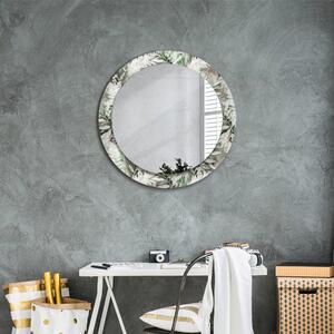 Kulaté dekorační zrcadlo na zeď Listy do akvarelu