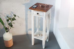 Bílo-hnědý dřevěný příruční stolek Hemingway antik 25 x 25 cm »