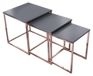 Černo-měděný konferenční stolek New Fusion set 3 ks