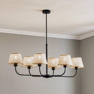 TK Lighting Lustr Chicago, plátěné stínidla se šesti žárovkami, stmívatelný, Krémová / jantar, Obývací pokoj / jídelna, Textil / tkanina / hedvábí
