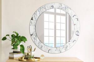 Kulaté dekorační zrcadlo Jeřáby ptáci
