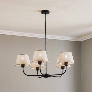 TK Lighting Lustr Chicago, plátěné stínidla s pěti žárovkami, stmívatelný, Krémová / jantar, Obývací pokoj / jídelna, Textil / tkanina / hedvábí