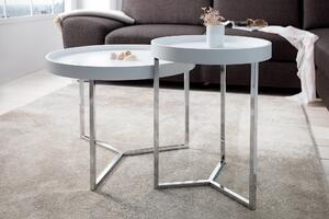 Odkládací stolek Vedul, 40 cm, bílá/stříbrná