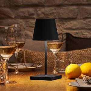 Sigor Nuindie mini LED dobíjecí stolní lampa, USB-C, černá, IP54, stm., stmívatelný, Černá, Obývací pokoj / jídelna, Hliník, Moderní