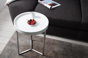 Odkládací stolek Vedul, 40 cm, bílá/stříbrná