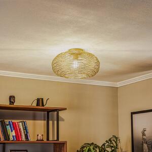 Lindby Stropní svítidlo Kaviya, zlatá barva, Ø 40 cm, železo, E27, stmívatelný, Mosaz / zlato, Obývací pokoj / jídelna, kov, Design