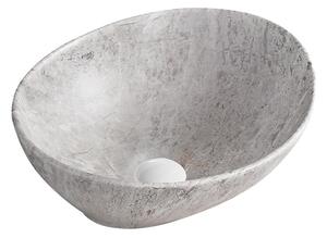 BPS-koupelny Keramické umyvadlo na desku HYD-LO-MAR2-405 40,5x33 cm, šedý mramor