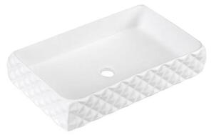 BPS-koupelny Keramické umyvadlo na desku HYD-PL-WH-605 60,5x34 cm, bílé struktura