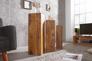 Dřevěný konferenční stolek Makassar - set 3 ks