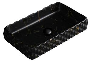 BPS-koupelny Keramické umyvadlo na desku HYD-PL-MAR3-605 60,5x34 cm, černý mramor
