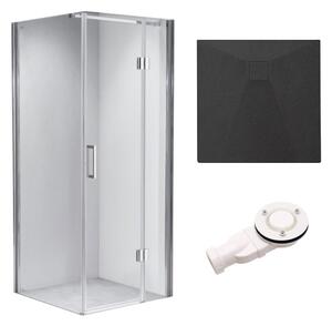 BPS-koupelny Čtvercový sprchový kout HYD-SK1390B 90x90 chrom/transparent + vanička HYD-SSV-RIKO černá