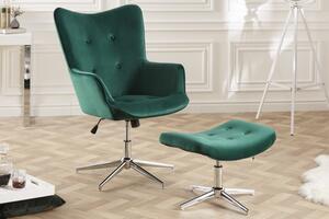 Otočná židle Lounger smaragdově zelená - samet
