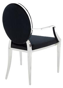 Jídelní židle INVICTUS, s područkami, černý samet
