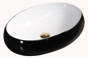 BPS-koupelny Keramické umyvadlo na desku HYD-CI-BL-500 50x31 cm, bílá/černá