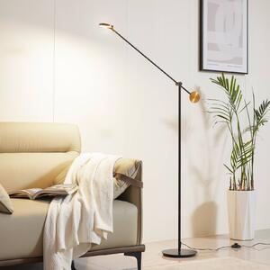 Lucande LED stojací lampa Adomas, černá/zlatá, železo, stmívatelná