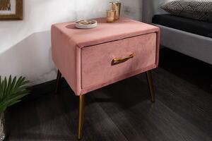 Noční stolek Famous Samet altrosa růžový