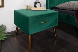 Noční stolek Famous Samet smaragd zelený