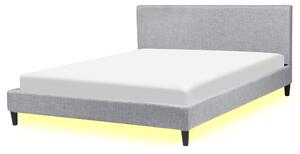 LED postel Tkanina FITOU 160 x 200 cm Světle šedá