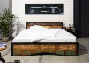 INDUSTRY Stará dřevěná postel 200x200, vícebarevně lakovaná
