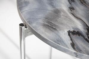 Odkládací stolek Dastus II, šedý mramor, stříbrná