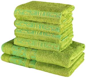 Sada 6 kusů zelených bambusových osušek a ručníků EMI
